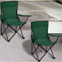 2 X Folding Camping Chairs Lightweight Outdoor Garden Beach Fishing Seat Green - thumbnail 5