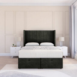"Sloomy Falcon Graphite Dumfries 6Ft Ottoman Bed End Opening With Sprung Memory Mattress & 54"" Headboard-Super King" - thumbnail 2