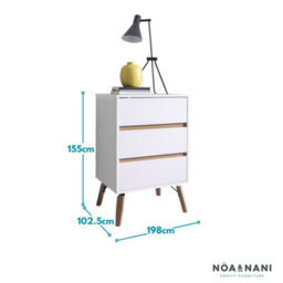 Nöa & Nani Noa & Nani Chest Of Drawers Tall 3 Drawer In Classic White Otto - thumbnail 7
