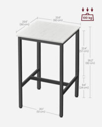 Songmics Vasagle Tall Table, Square Height Dining Table, Durable Steel Frame, Effortless Assembly, Industrial - Stools Not Included - thumbnail 2