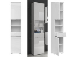 Impact Furniture Tall Bathroom Storage Cabinet Slim Floor Free Standing Drawer Tall Boy Unit White Gloss Spice Tallboy - thumbnail 7