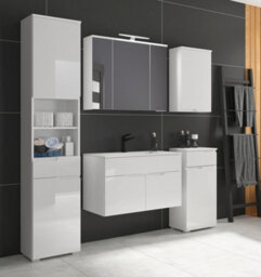 Impact Furniture Tall Bathroom Storage Cabinet Slim Floor Free Standing Drawer Tall Boy Unit White Gloss Spice Tallboy - thumbnail 9