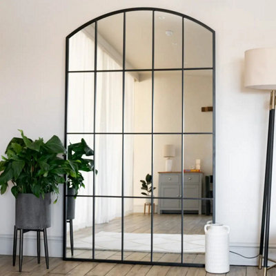 Jōbū Jobu Home - Tomi - Black Metal Arched Lattice Window Mirror - 95Cm X 120Cm - image 1