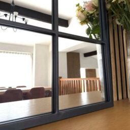 Jōbū Jobu Home - Tomi - Black Metal Arched Lattice Window Mirror - 95Cm X 120Cm - thumbnail 4
