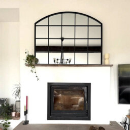 Jōbū Jobu Home - Tomi - Black Metal Arched Lattice Window Mirror - 95Cm X 120Cm - thumbnail 3
