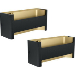 Stylish 2 Pack Black Gold Led Wall Lights With Transparent Shade