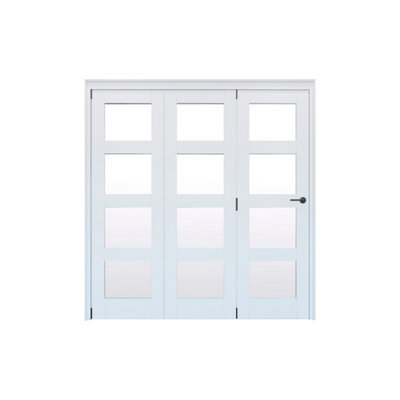 Geom Clear Glazed Pre-Painted White Softwood Bi-Fold Door Set With 4 Panes - image 1