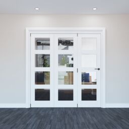 Geom Clear Glazed Pre-Painted White Softwood Bi-Fold Door Set With 4 Panes - thumbnail 2