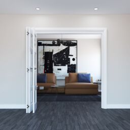 Geom Clear Glazed Pre-Painted White Softwood Bi-Fold Door Set With 4 Panes - thumbnail 3