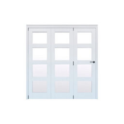 Geom Clear Glazed Pre-Painted White Softwood Bi-Fold Door Set With 4 Panes - thumbnail 1