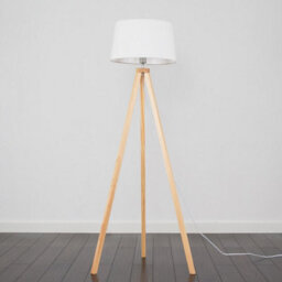 Valuelights Barbro Natural Tripod Floor Lamp With White Linen Tapered Shade And Bulb - thumbnail 4