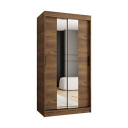 Arte Rubino T1 Sliding Door Wardrobe 100Cm Oak Walnut With Mirrored Doors - thumbnail 3