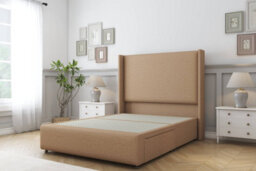 "Comfort Ayla Latte Dumfries Divan Bed Set 2 Drawers Foot-End - 54"" Wingback & 12"" Footboard 4'6 Double" - thumbnail 3