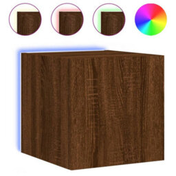 Berkfield Durable Tv Wall Cabinets With Led Lights 2 Pcs Brown Oak 30.5X35X30 Cm - thumbnail 7