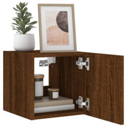 Berkfield Durable Tv Wall Cabinets With Led Lights 2 Pcs Brown Oak 30.5X35X30 Cm - thumbnail 6