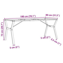 Berkfield Dining Table Legs Y-Frame 180X80X73 Cm Steel - thumbnail 9