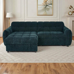 Furnishings For Less UK Fenton Teal Universal Corner Sofa Bed With Storage Chaise Chenille - thumbnail 4