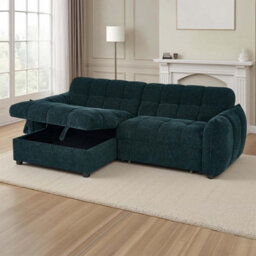 Furnishings For Less UK Fenton Teal Universal Corner Sofa Bed With Storage Chaise Chenille - thumbnail 6