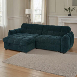 Furnishings For Less UK Fenton Teal Universal Corner Sofa Bed With Storage Chaise Chenille - thumbnail 2