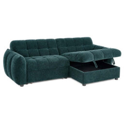 Furnishings For Less UK Fenton Teal Universal Corner Sofa Bed With Storage Chaise Chenille - thumbnail 1