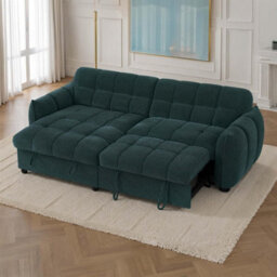 Furnishings For Less UK Fenton Teal Universal Corner Sofa Bed With Storage Chaise Chenille - thumbnail 8
