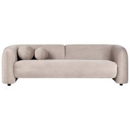 Wyld And Coco Home Velvet 5-Seater Taupe Sofa With Matching Armchair Set, Velvet Upholstery, Eucalyptus Legs - thumbnail 3