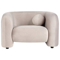 Wyld And Coco Home Velvet 5-Seater Taupe Sofa With Matching Armchair Set, Velvet Upholstery, Eucalyptus Legs - thumbnail 8