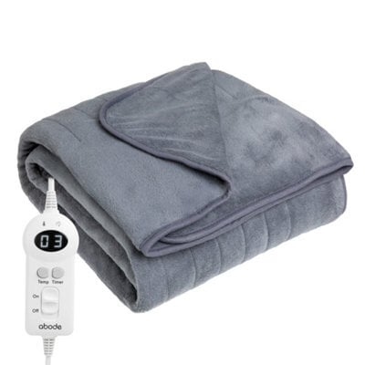 Abode Electric Blanket Grey Heated Throw Microfleece With 9 Heat Settings Aht1001Gr - image 1