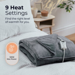 Abode Electric Blanket Grey Heated Throw Microfleece With 9 Heat Settings Aht1001Gr - thumbnail 3
