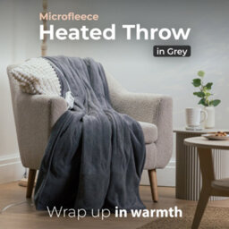 Abode Electric Blanket Grey Heated Throw Microfleece With 9 Heat Settings Aht1001Gr - thumbnail 2