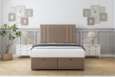 "Sloomy Kingsley Mink Plush Ottoman Bed With Mattress With 54"" Floor Standing Headboard 2'6 Small Single" - image 1