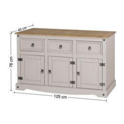 Mercers Furniture Corona White 3 Door 3 Drawer Sideboard Solid Wood Pine With Mexican Styling Wooden Cabinet - thumbnail 3