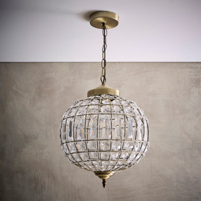 K Living Prestbury Antique Brass & Clear Acrylic One Light Chandelier - image 1