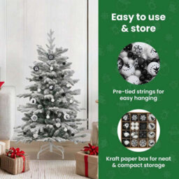 Vidaxl Christmas Bauble Set 40 Pcs Black And White Plastic - thumbnail 9