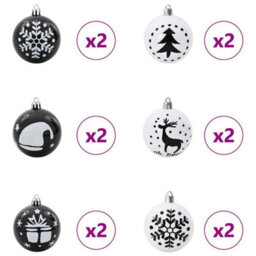 Vidaxl Christmas Bauble Set 40 Pcs Black And White Plastic - thumbnail 4