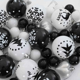 Vidaxl Christmas Bauble Set 40 Pcs Black And White Plastic - thumbnail 6