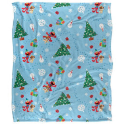 Sesame Street Silky Footprint Holiday Supersoft Blanket Multicoloured (One Size) - thumbnail 1