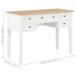 Berkfield Writing Desk White 109.5X45X77.5 Cm Wood - thumbnail 8
