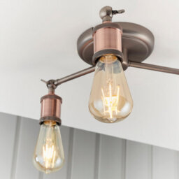 Anson Lighting Portales 3Lt Semi Flush Light Finished In Aged Pewter And Aged Copper Plate - thumbnail 6