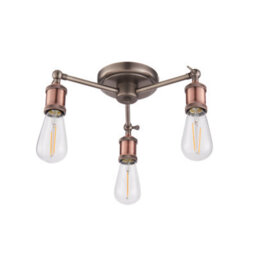 Anson Lighting Portales 3Lt Semi Flush Light Finished In Aged Pewter And Aged Copper Plate - thumbnail 2