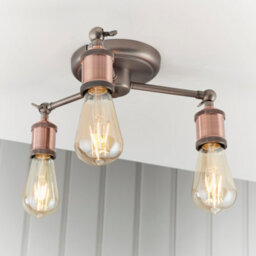 Anson Lighting Portales 3Lt Semi Flush Light Finished In Aged Pewter And Aged Copper Plate