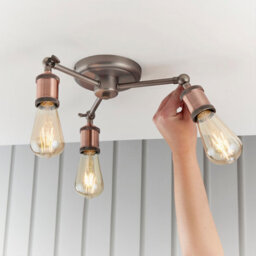 Anson Lighting Portales 3Lt Semi Flush Light Finished In Aged Pewter And Aged Copper Plate - thumbnail 3