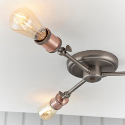 Anson Lighting Portales 3Lt Semi Flush Light Finished In Aged Pewter And Aged Copper Plate - thumbnail 9