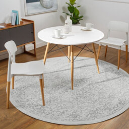 Livabliss Round Roma-Vintage Off-White Grey Charcoal Traditional Boho Living Dining Bedroom Rug 200 X 200 Cm Easy Care, Non Shedding - thumbnail 2