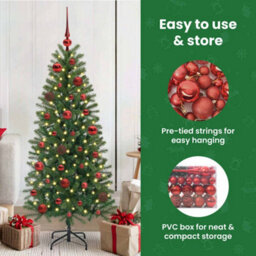 Vidaxl Christmas Bauble Set With 150 Leds 61 Pcs Red Plastic - thumbnail 9