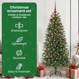 Vidaxl Christmas Bauble Set With 150 Leds 61 Pcs Red Plastic - thumbnail 7