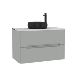 Royal Bathrooms Venice 800mm Dove Grey Wall Mounted Bathroom Countertop Vanity Unit 2 Drawer With Milan Black Basin - thumbnail 7