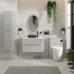 Royal Bathrooms Venice 800mm Dove Grey Wall Mounted Bathroom Countertop Vanity Unit 2 Drawer With Milan Black Basin - thumbnail 4