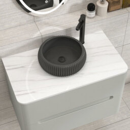 Royal Bathrooms Venice 800mm Dove Grey Wall Mounted Bathroom Countertop Vanity Unit 2 Drawer With Milan Black Basin - thumbnail 6