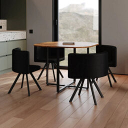 Space Saving Dining Table With 4 Velvet Chairs Set, Dining Room Furniture - thumbnail 4